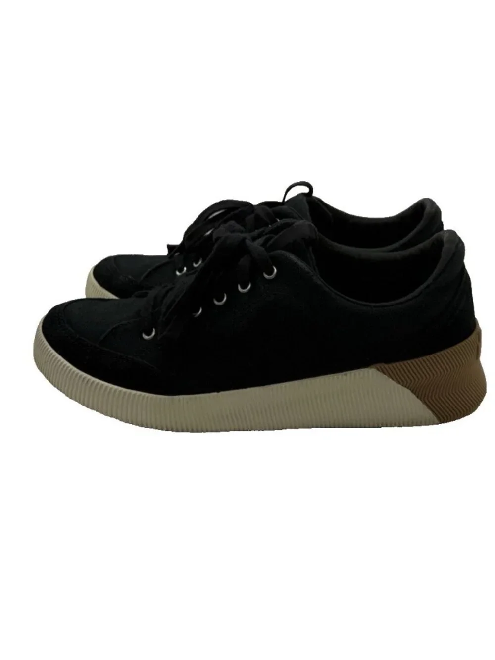 Sorel Out N About Plus Canvas Sneakers Women’s Sz 8.5 Black Casual Lace Up Shoes